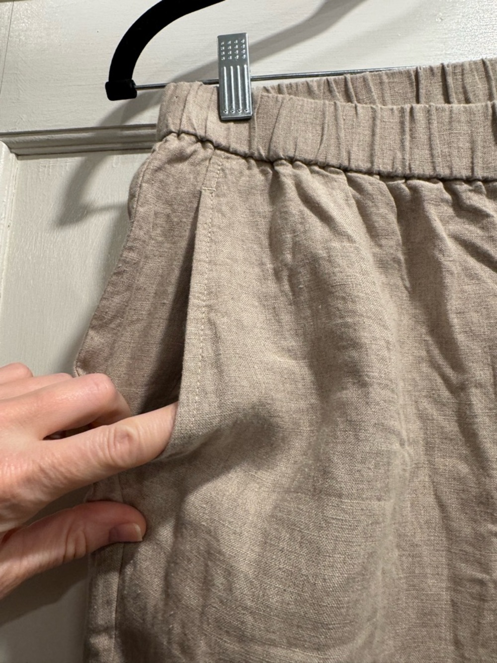 Eileen Fisher Organic Linen Pull On Tapered Pants PETITE Medium Natural Summer - Picture 9 of 14
